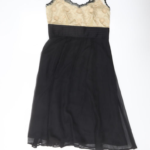 NEXT Womens Black Polyester A-Line Size 8 V-Neck Zip