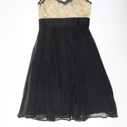 NEXT Womens Black Polyester A-Line Size 8 V-Neck Zip