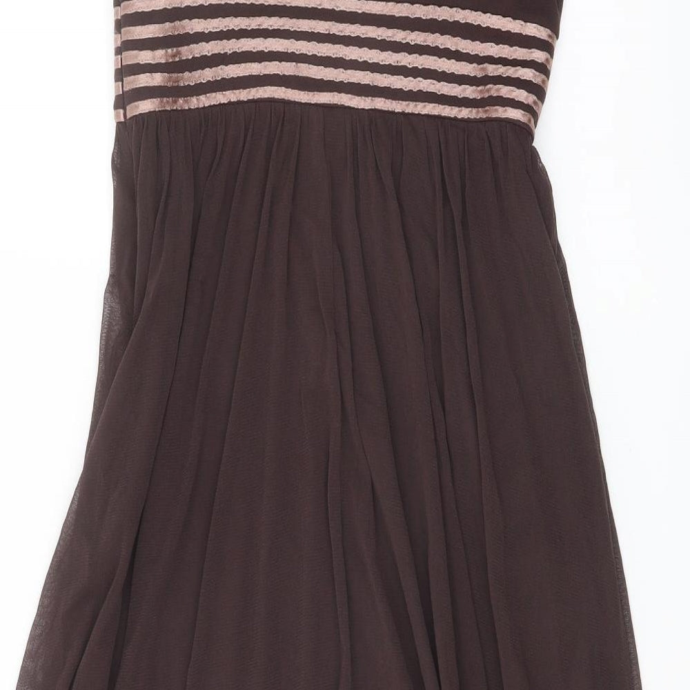 Principles Womens Brown Polyester Trapeze & Swing Size 8 Square Neck Zip