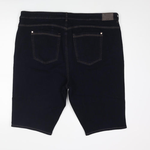 Marks and Spencer Womens Blue Cotton Basic Shorts Size 24 L12 in Regular Zip