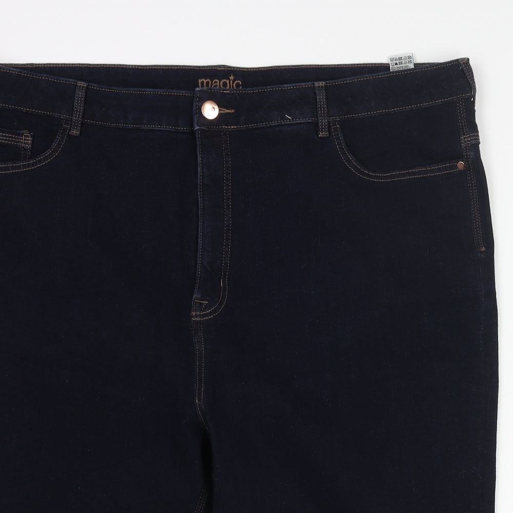 Marks and Spencer Womens Blue Cotton Basic Shorts Size 24 L12 in Regular Zip