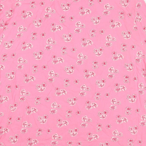 Marks and Spencer Womens Pink Floral Viscose Basic T-Shirt Size 22 Round Neck