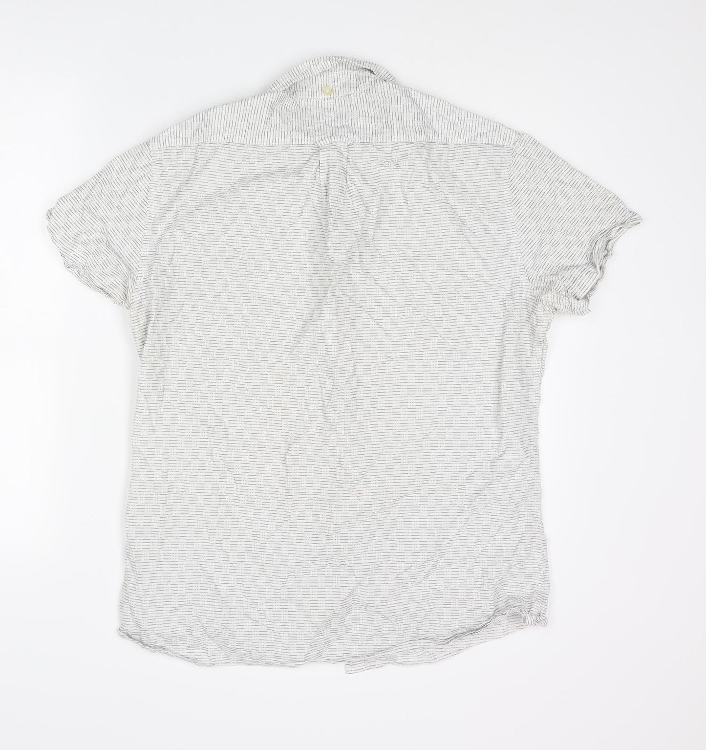 NEXT Mens White Striped Cotton Button-Up Size L Collared Button