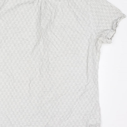NEXT Mens White Striped Cotton Button-Up Size L Collared Button