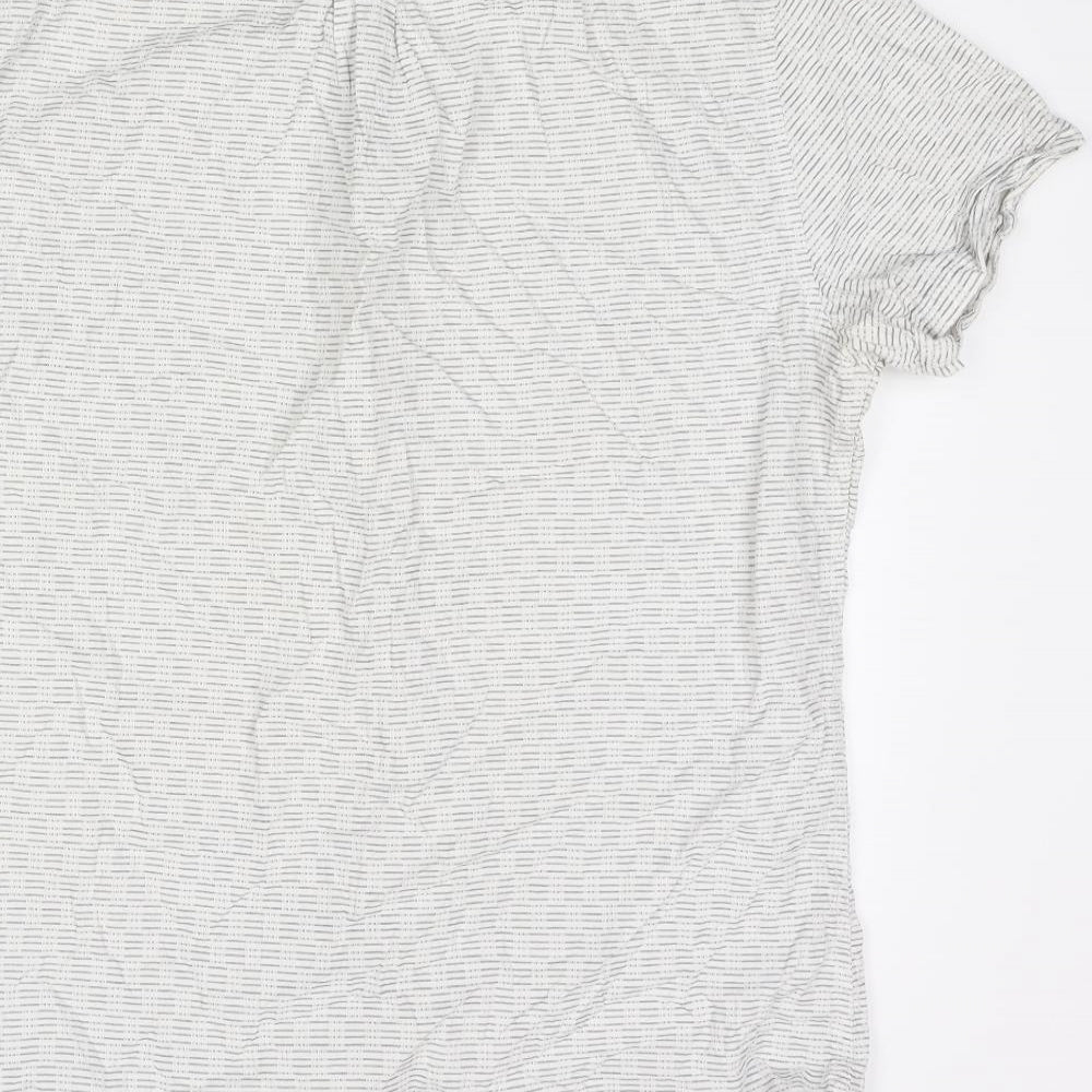 NEXT Mens White Striped Cotton Button-Up Size L Collared Button