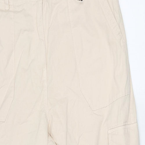 Marks and Womens Beige Cotton Cargo Trousers Size 20 L26 in Regular Zip