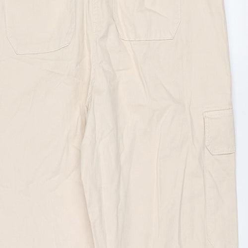 Marks and Womens Beige Cotton Cargo Trousers Size 20 L26 in Regular Zip