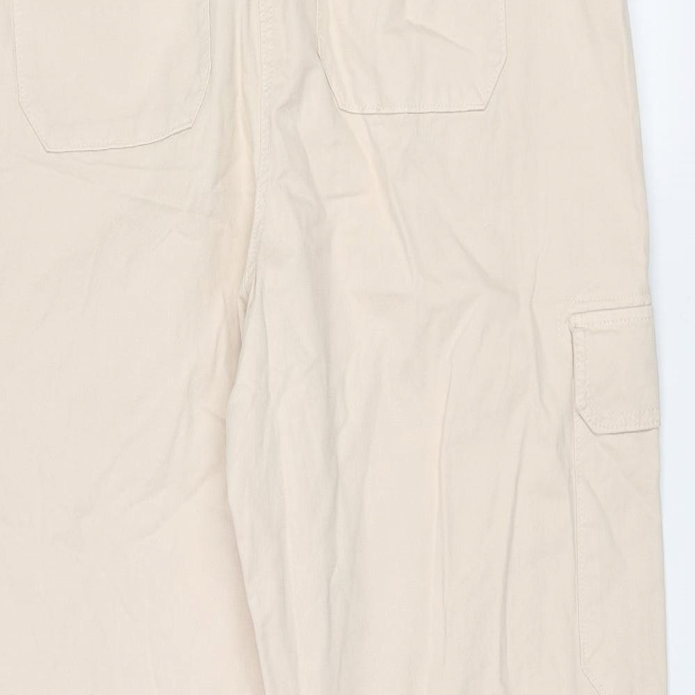 Marks and Womens Beige Cotton Cargo Trousers Size 20 L26 in Regular Zip