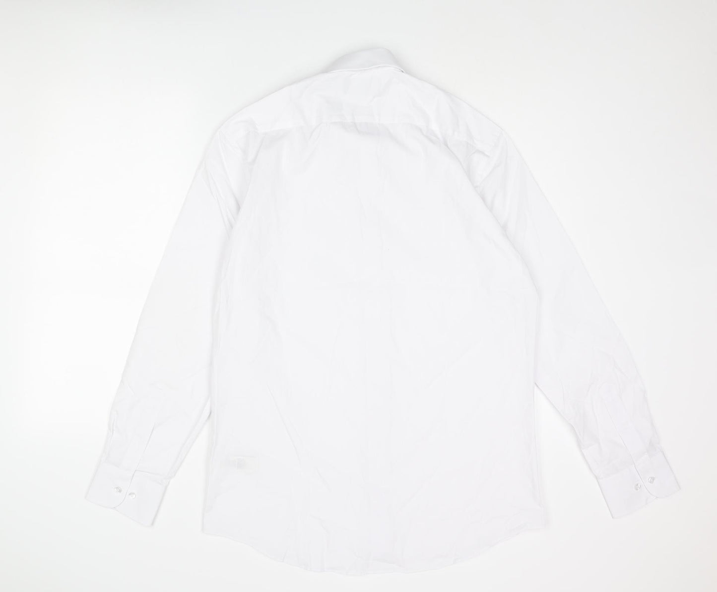 Marks and Spencer Mens White Cotton Button-Up Size 16 Collared Button