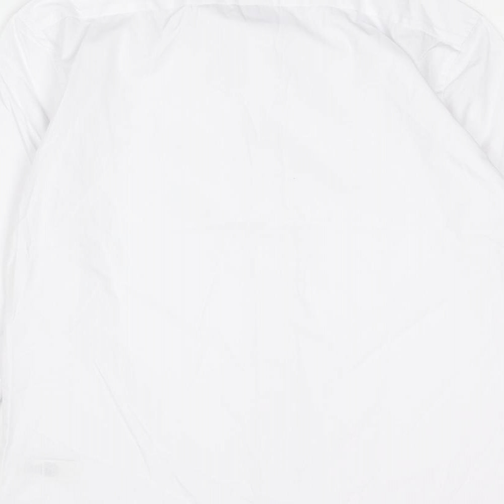 Marks and Spencer Mens White Cotton Button-Up Size 16 Collared Button