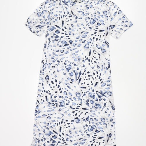Marks and Spencer Womens Blue Geometric Cotton Top Dress Size XS