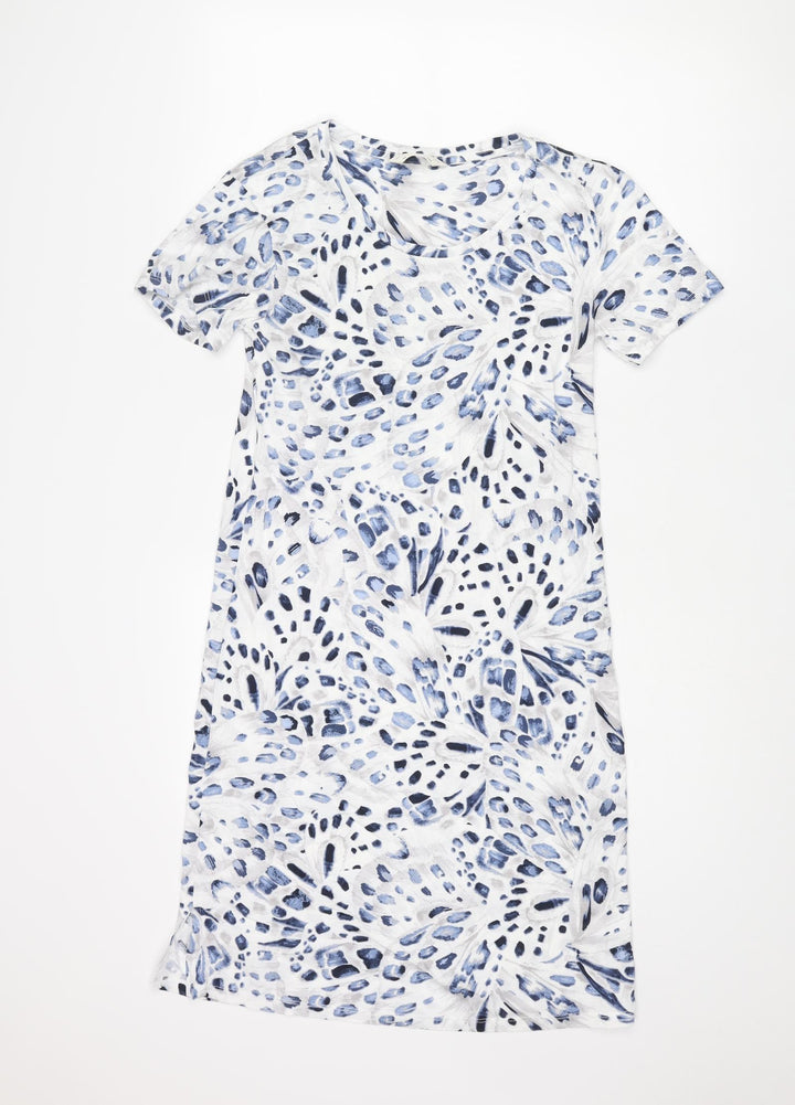 Marks and Spencer Womens Blue Geometric Cotton Top Dress Size XS