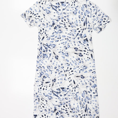 Marks and Spencer Womens Blue Geometric Cotton Top Dress Size XS