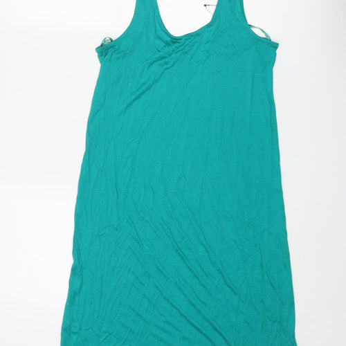 Marks and Spencer Womens Green Viscose Tank Dress Size 8 Scoop Neck Pullover