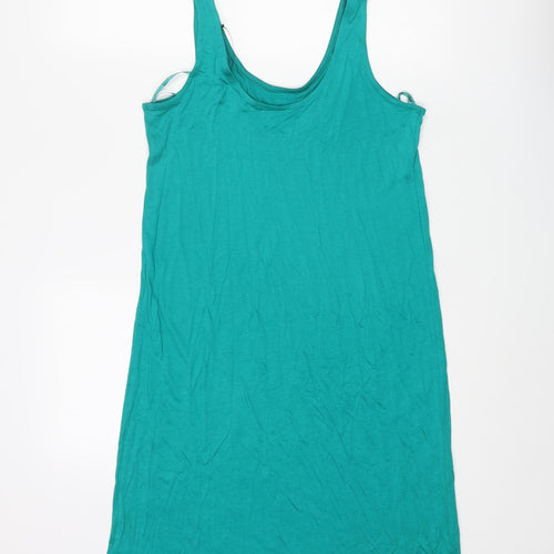 Marks and Spencer Womens Green Viscose Tank Dress Size 8 Scoop Neck Pullover