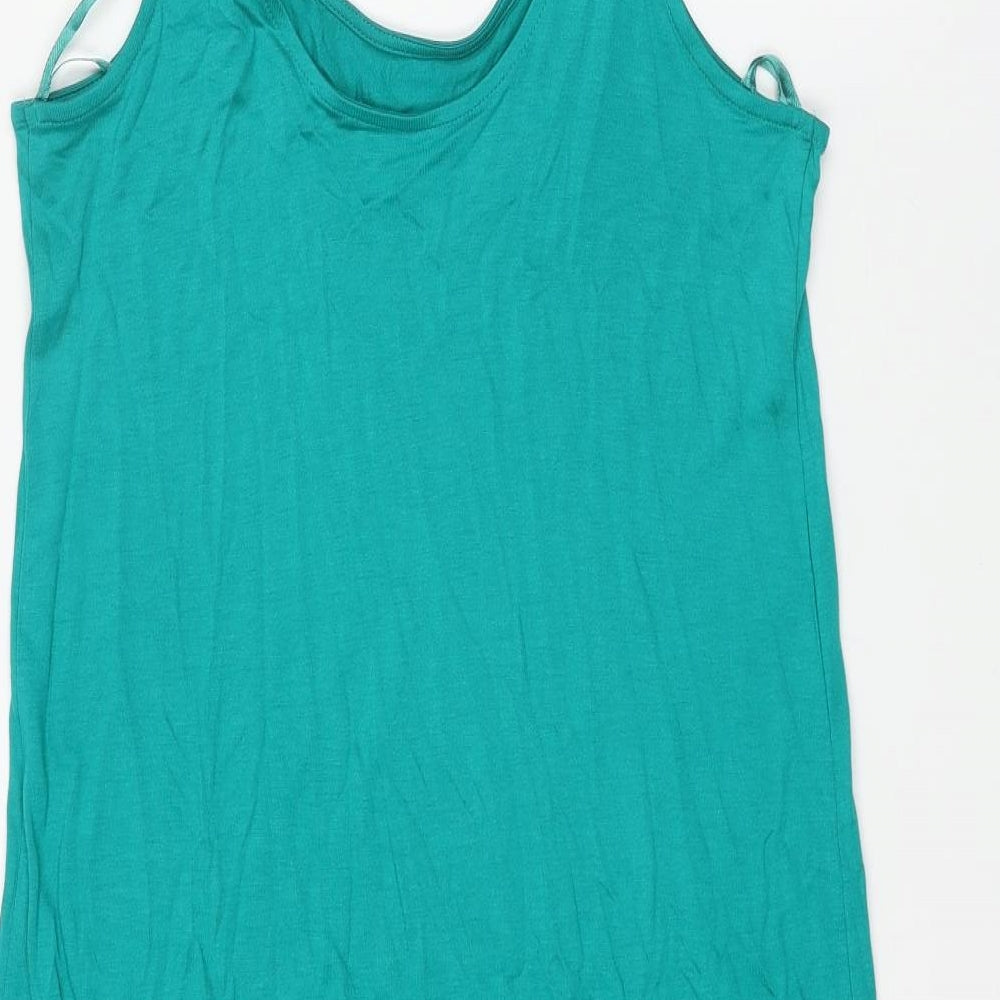 Marks and Spencer Womens Green Viscose Tank Dress Size 8 Scoop Neck Pullover