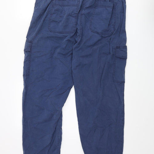 Marks and Spencer Womens Blue Lyocell Cargo Trousers Size 18 L29 in Regular Zip