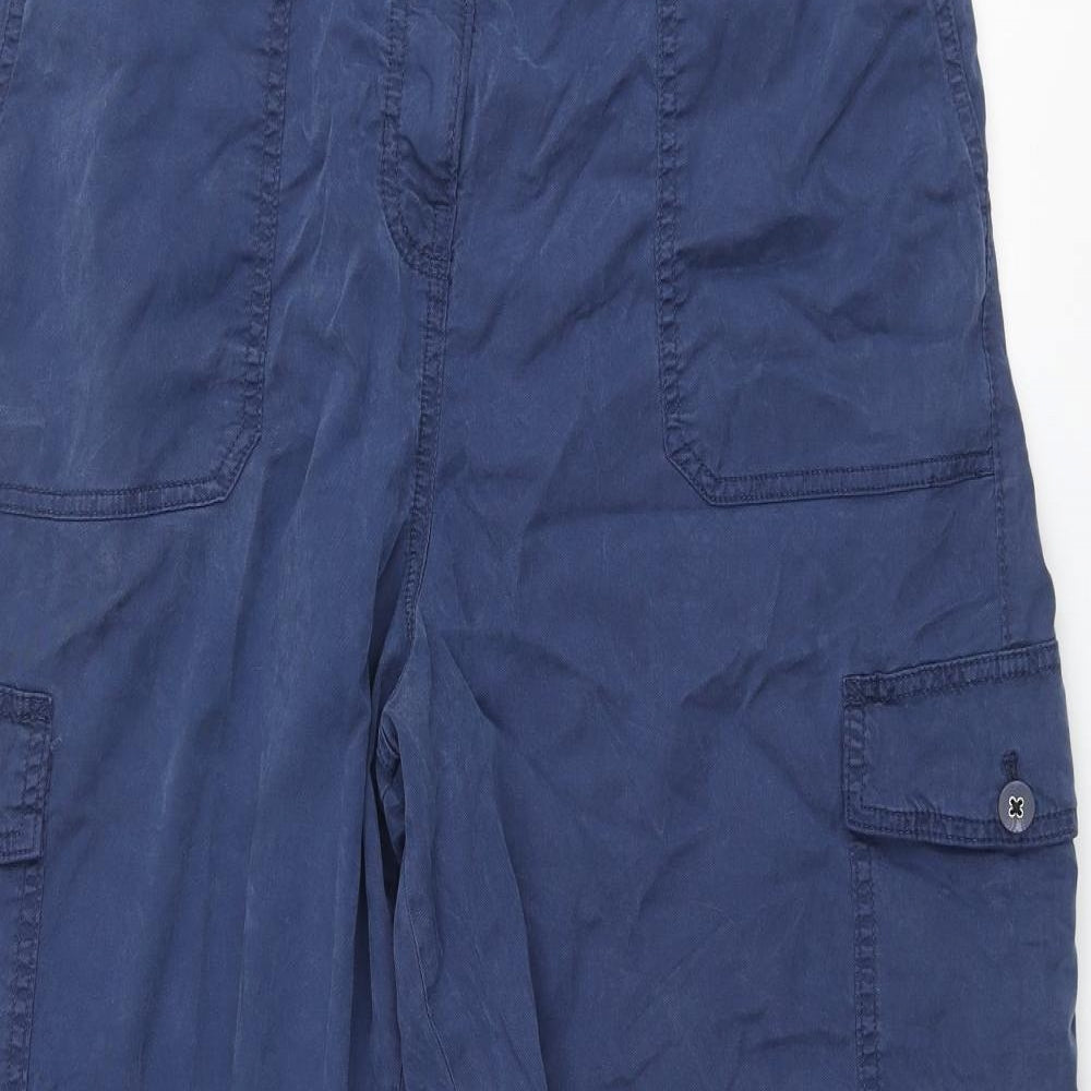 Marks and Spencer Womens Blue Lyocell Cargo Trousers Size 18 L29 in Regular Zip