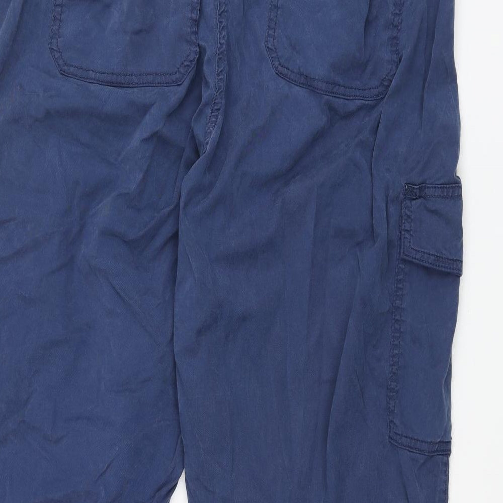 Marks and Spencer Womens Blue Lyocell Cargo Trousers Size 18 L29 in Regular Zip