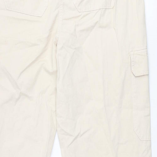 Marks and Spencer Womens Beige Cotton Cargo Trousers Size 18 L28 in Regular Zip