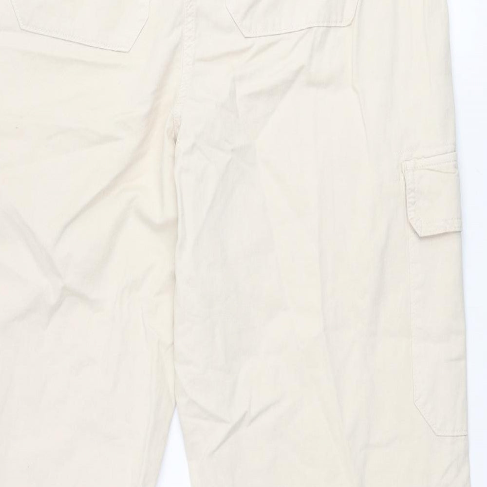 Marks and Spencer Womens Beige Cotton Cargo Trousers Size 18 L28 in Regular Zip