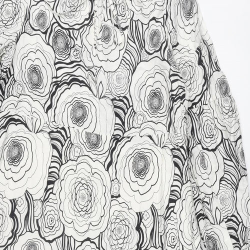 Marks and Spencer Womens White Floral Viscose A-Line Size 10 V-Neck Tie