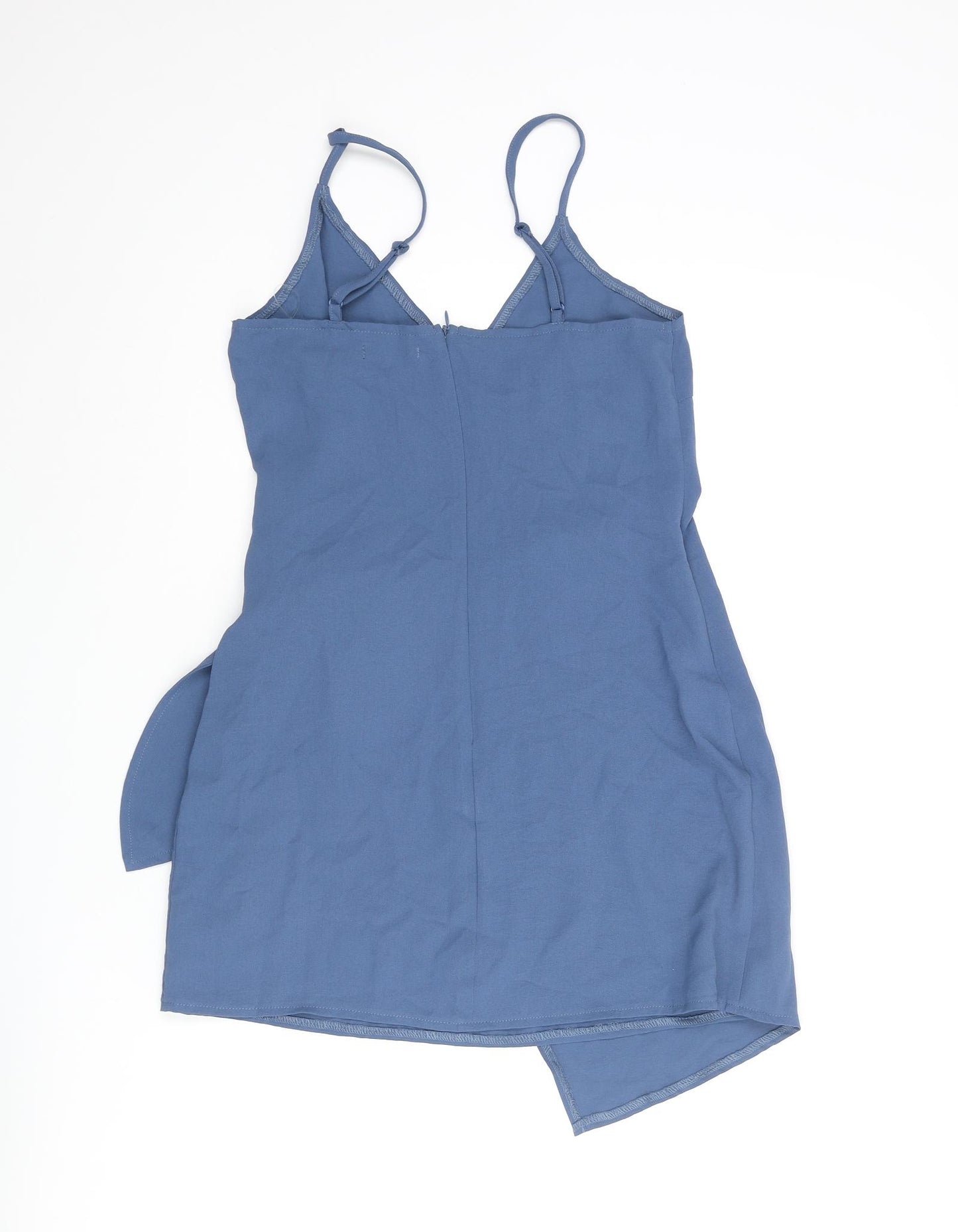 Nasty Gal Womens Blue Polyester Wrap Dress Size 8 V-Neck Zip - Knot