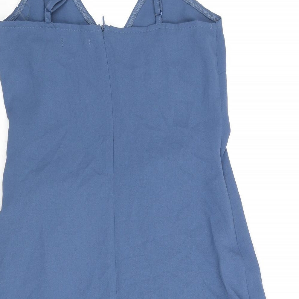 Nasty Gal Womens Blue Polyester Wrap Dress Size 8 V-Neck Zip - Knot