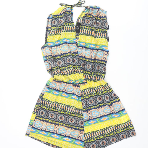 AX Paris Womens Multicoloured Geometric Polyester Playsuit One-Piece Size 8 Tie