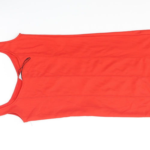 Stradivarius Womens Red Polyester Tank Dress Size S Scoop Neck Pullover