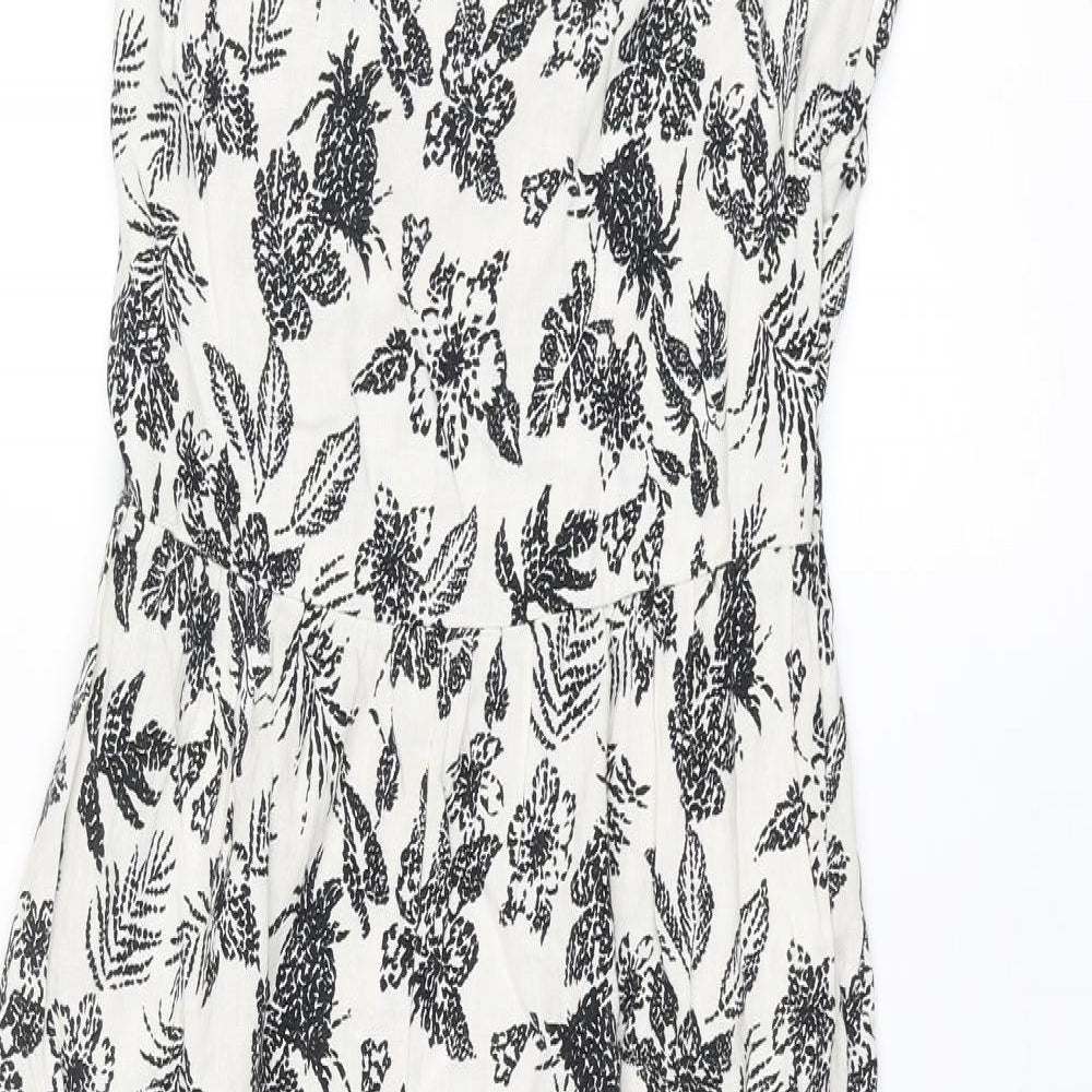 Mango Girls Ivory Floral Viscose Jumpsuit One-Piece Size 12 Years L24 in Zip