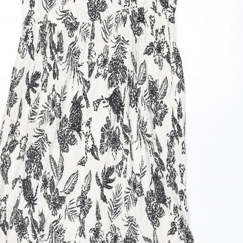 Mango Girls Ivory Floral Viscose Jumpsuit One-Piece Size 12 Years L24 in Zip