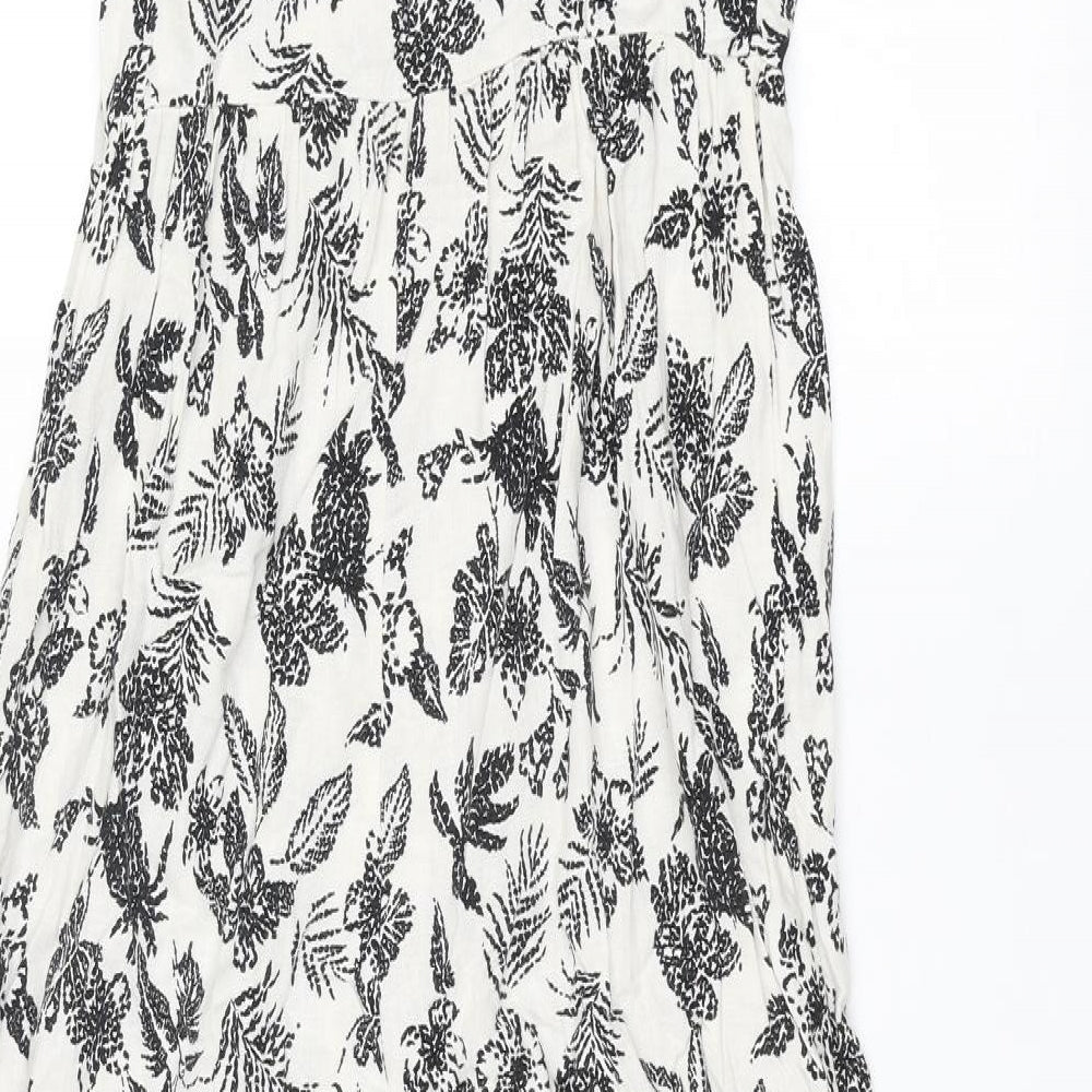 Mango Girls Ivory Floral Viscose Jumpsuit One-Piece Size 12 Years L24 in Zip