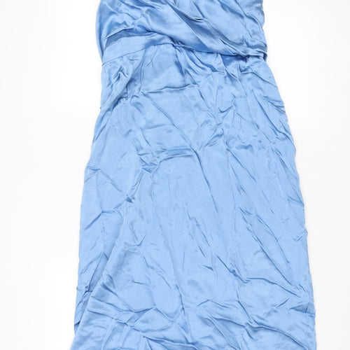 Zara Womens Blue Viscose Maxi Size XL Halter Zip