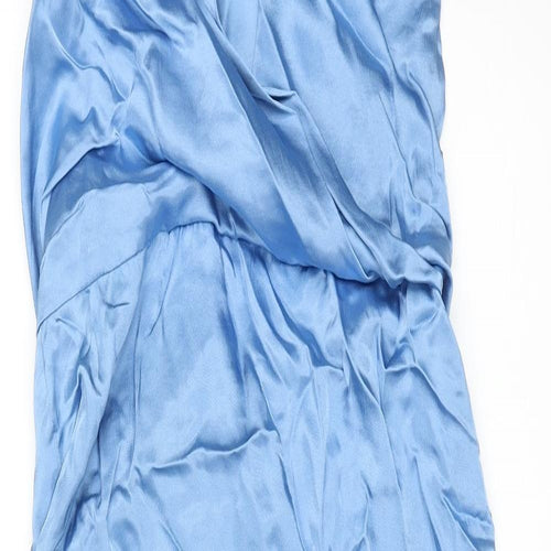 Zara Womens Blue Viscose Maxi Size XL Halter Zip
