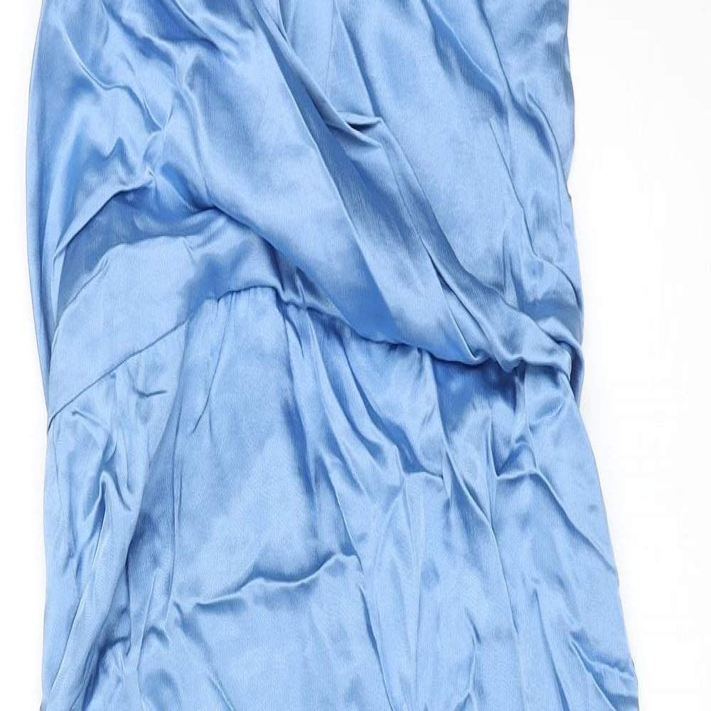 Zara Womens Blue Viscose Maxi Size XL Halter Zip
