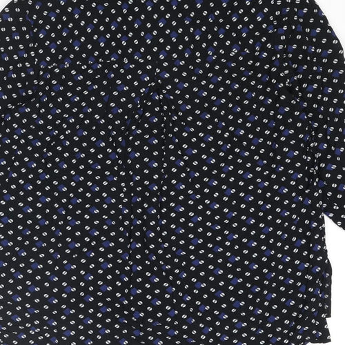 NEXT Womens Black Geometric Viscose Basic Button-Up Size 10 Collared