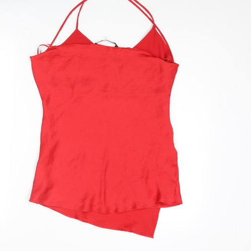 Zara Womens Red Polyester Slip Dress Size M Halter Pullover