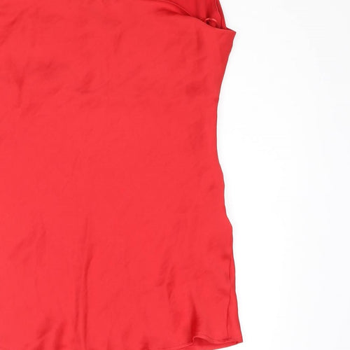 Zara Womens Red Polyester Slip Dress Size M Halter Pullover