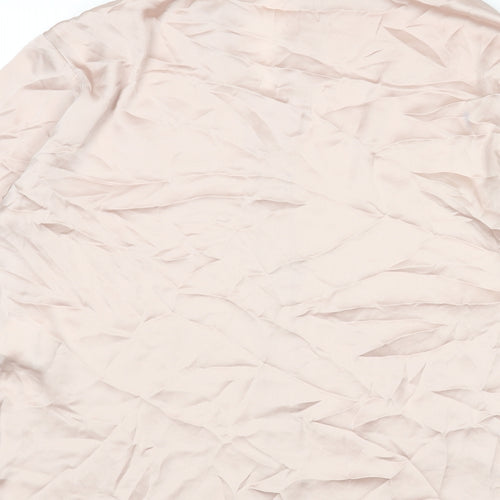 Zara Womens Pink Polyester Basic Button-Up Size M Collared