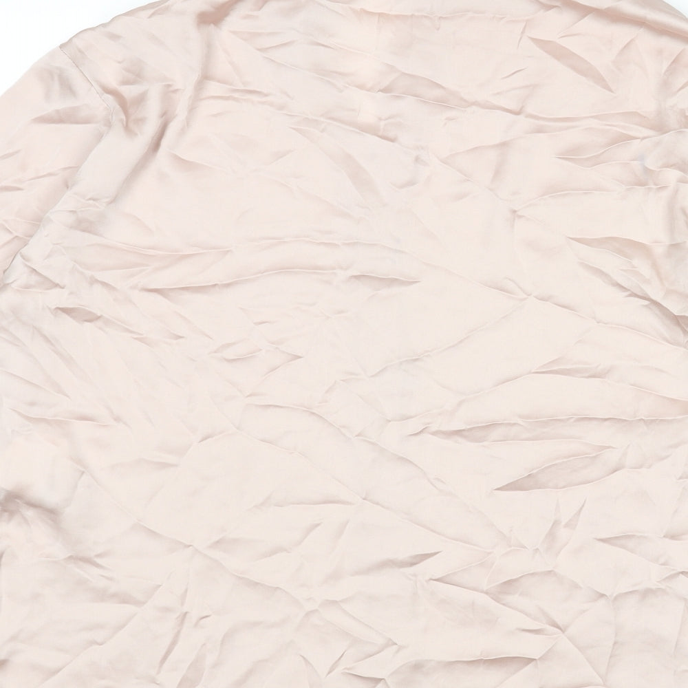 Zara Womens Pink Polyester Basic Button-Up Size M Collared