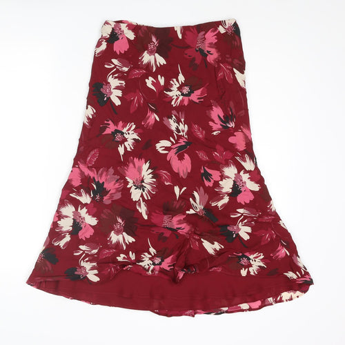 Minuet Womens Red Floral Polyester Trumpet Skirt Size 26 in