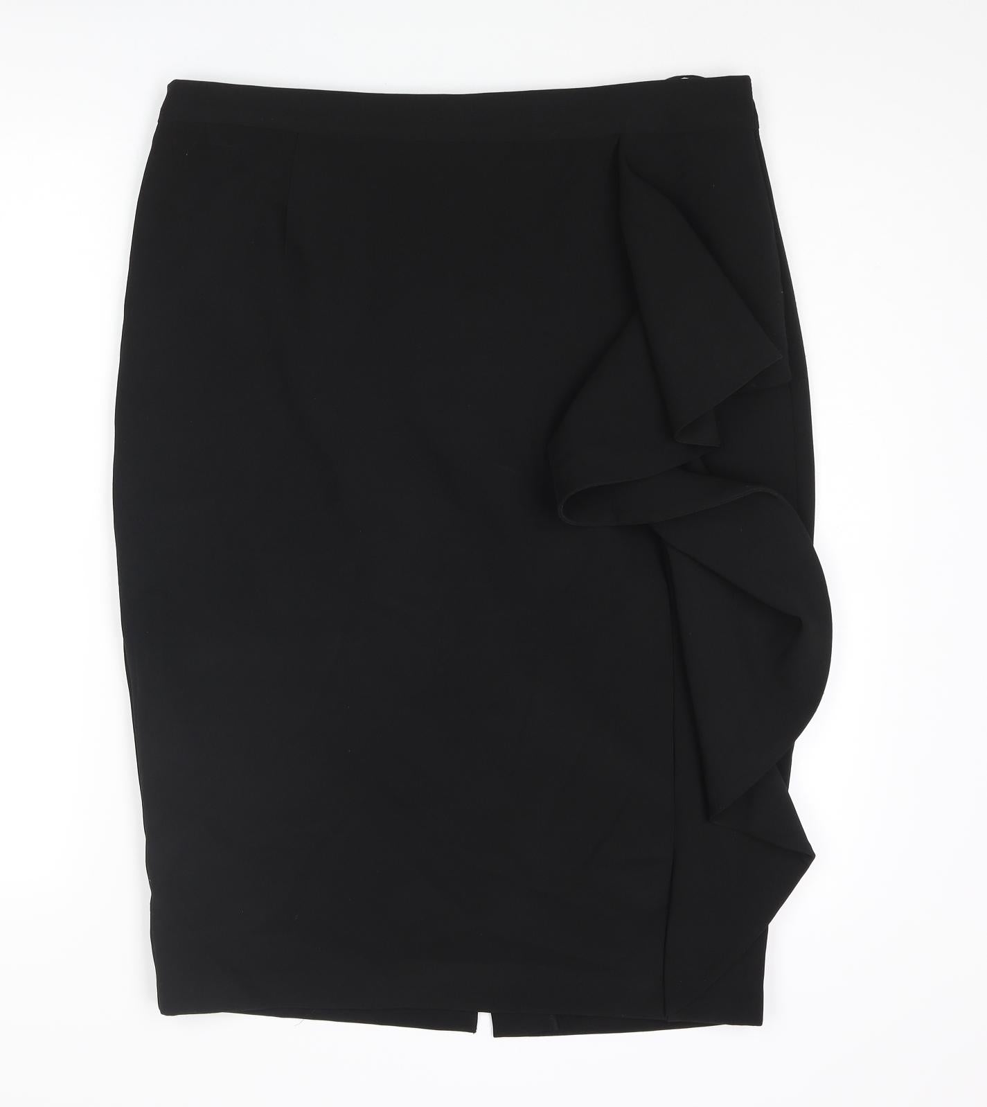 Debut Womens Black Polyester Straight & Pencil Skirt Size 18 Zip - Frill