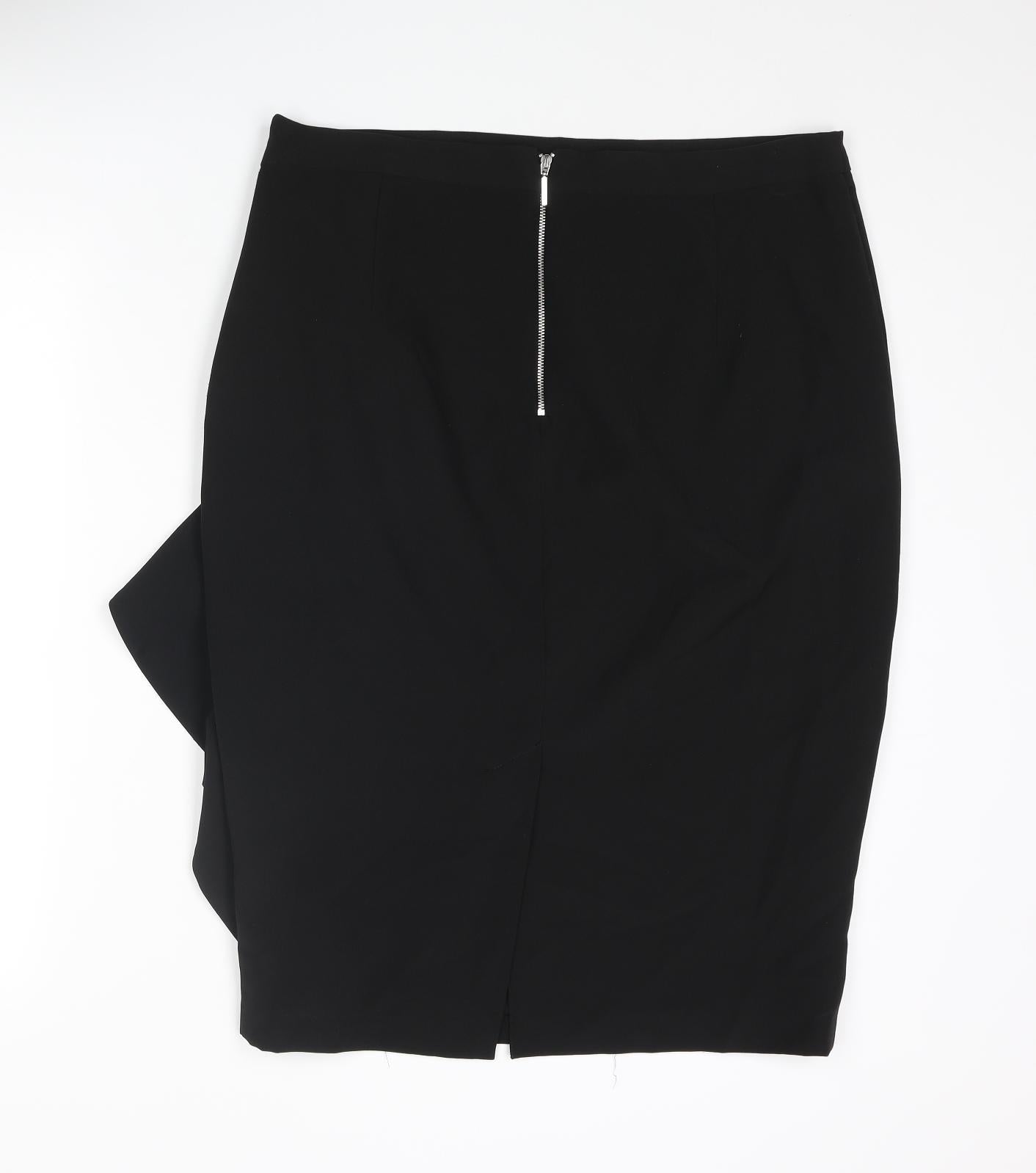 Debut Womens Black Polyester Straight & Pencil Skirt Size 18 Zip - Frill