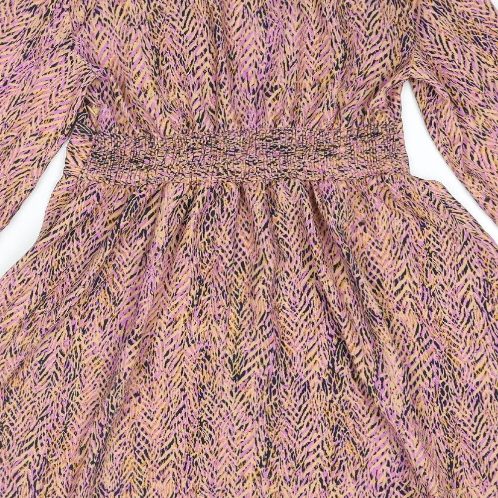 Zara Womens Multicoloured Polyester A-Line Size M V-Neck Pullover