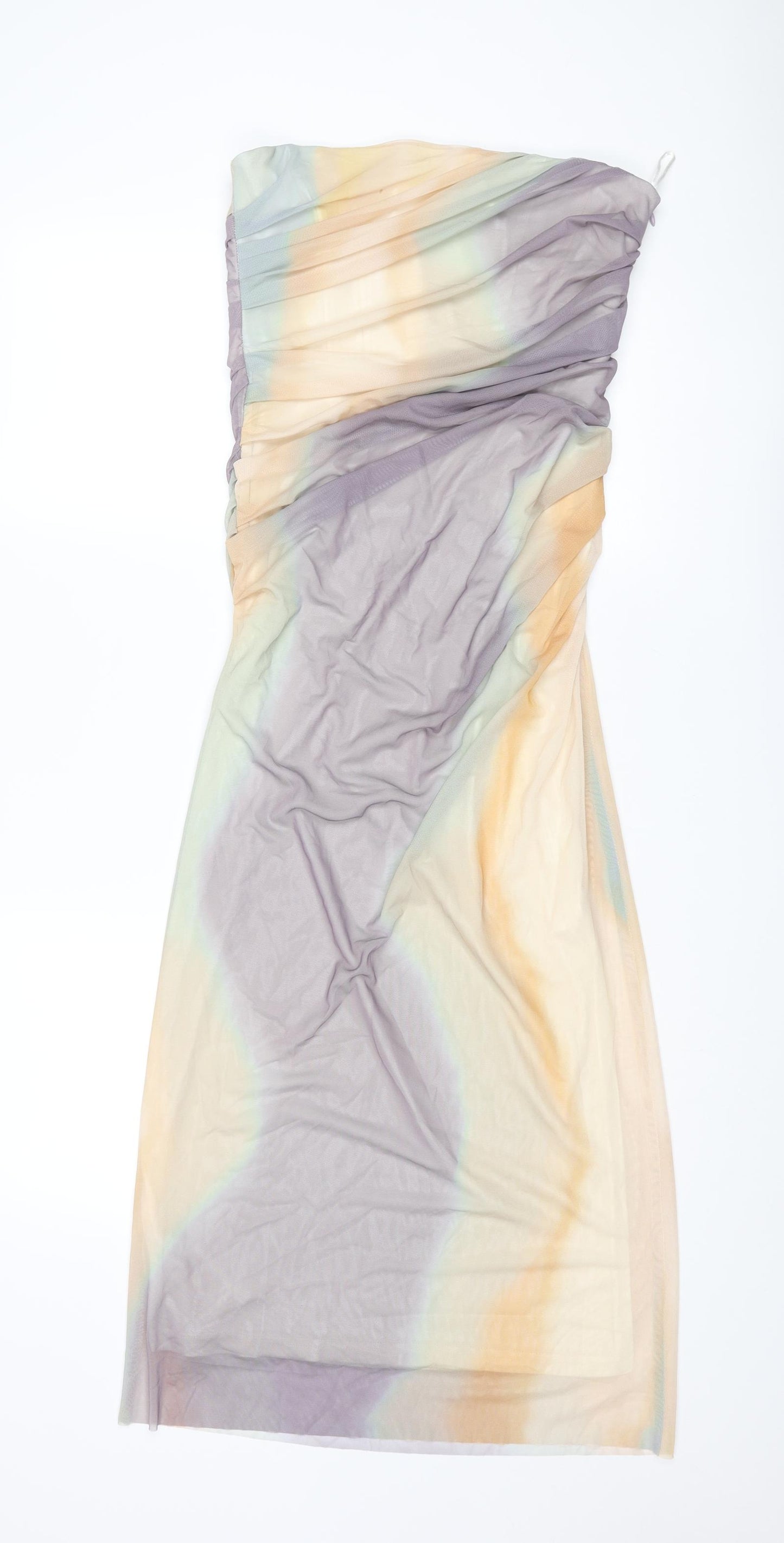 Zara Womens Multicoloured Polyester Pencil Dress Size M Sweetheart Zip - Rouched