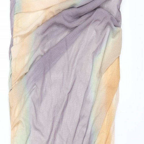 Zara Womens Multicoloured Polyester Pencil Dress Size M Sweetheart Zip - Rouched