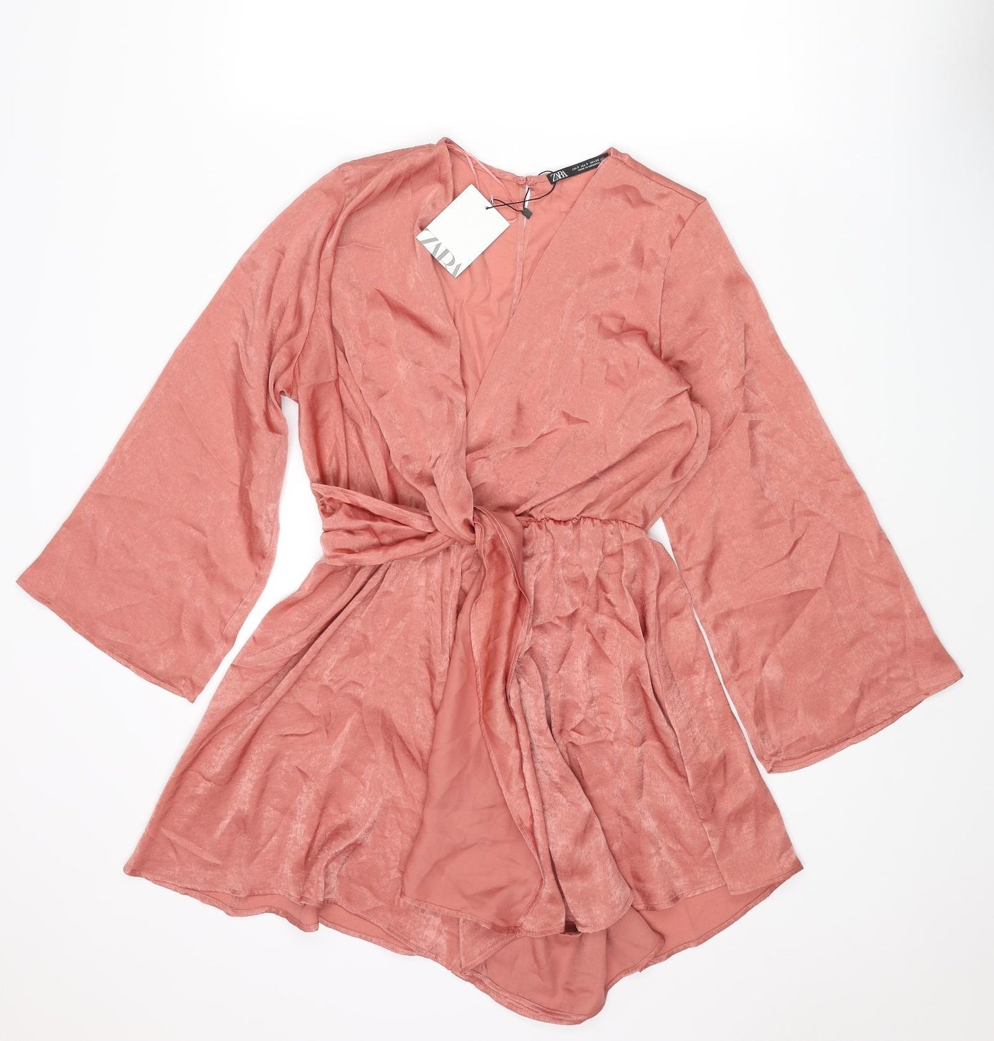 Zara Womens Pink Polyester Playsuit One-Piece Size S L3 in Button