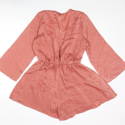 Zara Womens Pink Polyester Playsuit One-Piece Size S L3 in Button