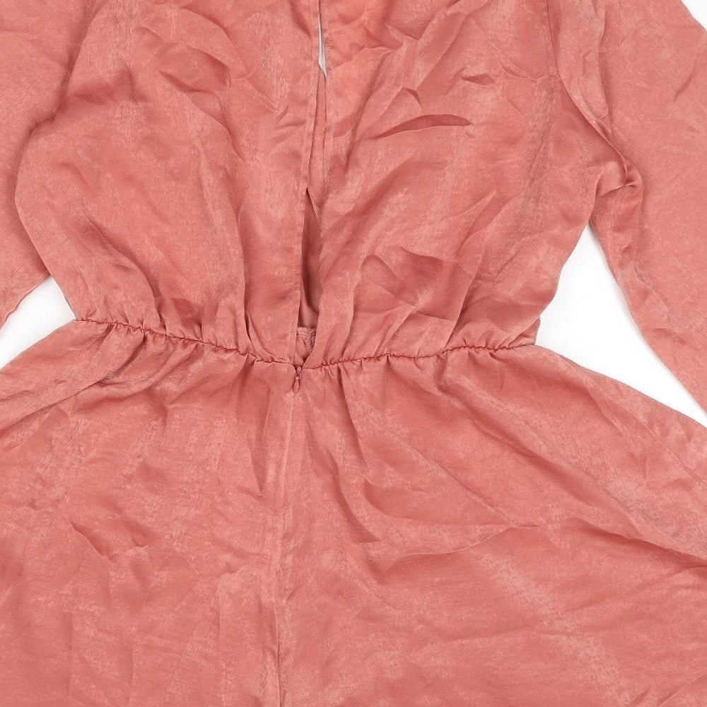 Zara Womens Pink Polyester Playsuit One-Piece Size S L3 in Button